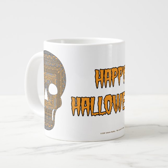 Caneca De Café Grande Halloween Skull Specialty Mug (Frente Esquerda)