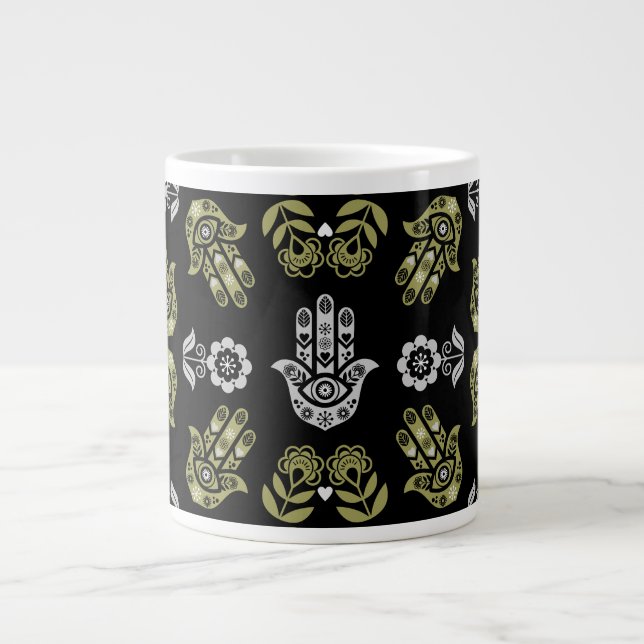 Caneca De Café Grande Hamsa Hand Protection Art (Frente)