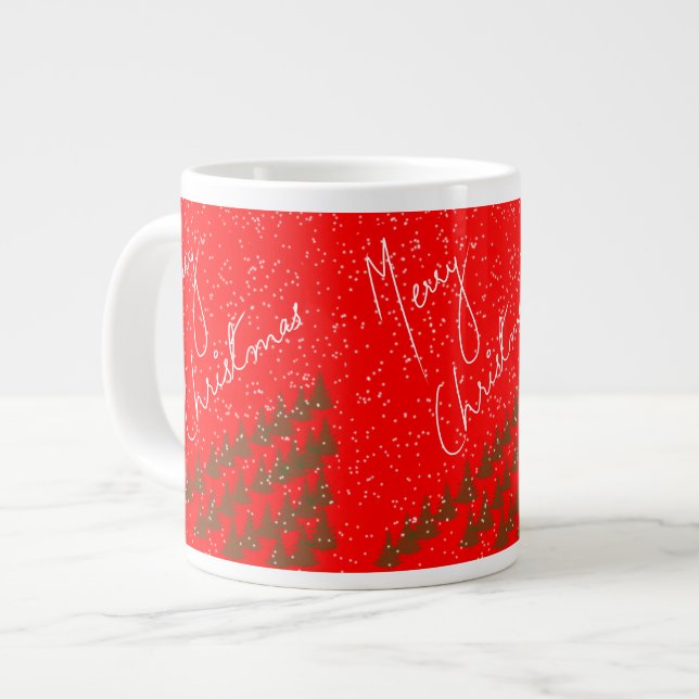 Caneca De Café Grande Hand-Drawn Merry Christmas (Frente Esquerda)