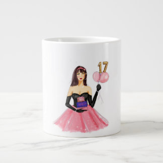 Caneca De Café Grande Happy 17th birthday