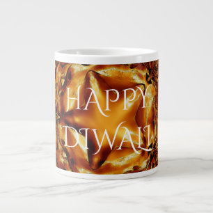 Caneca De Café Grande Happy Diwali saudando Dourada estrela brilhante de