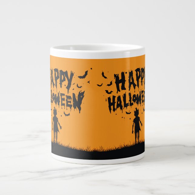 Caneca De Café Grande Happy Halloween:Mug with Mysterious Silhouette (Frente)