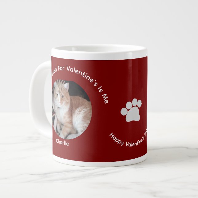 Caneca De Café Grande Happy Valentine's Cat Photo Love Specialty Mug (Frente Esquerda)