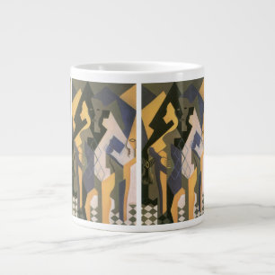 Caneca De Café Grande Harlequin numa Mesa de Juan Gris, Vintage Cubism
