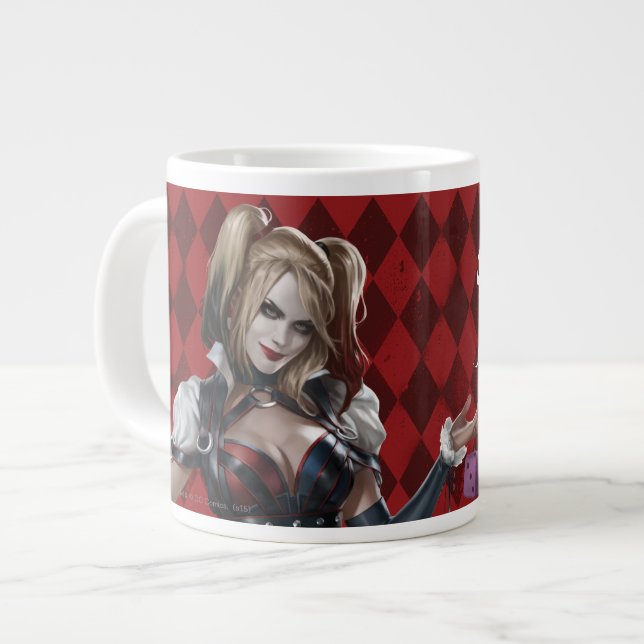 Caneca De Café Grande Harley Quinn Com Felpudo (Frente Esquerda)