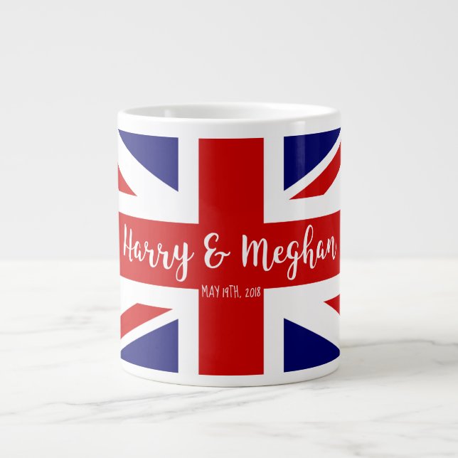 Caneca De Café Grande Harry & Meghan | Comemoração Real do Casamento (Frente)