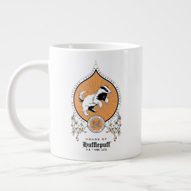 Caneca De Café Grande HARRY POTTER™ | Desenho Delicado HUFFLUFF™ Crest (Esquerda)