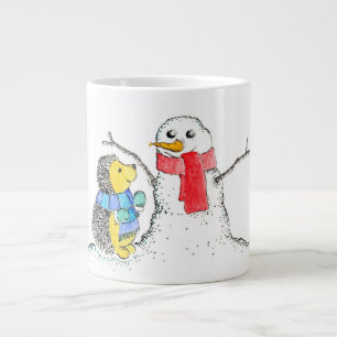 Caneca De Café Grande Hedgehog e Snowman
