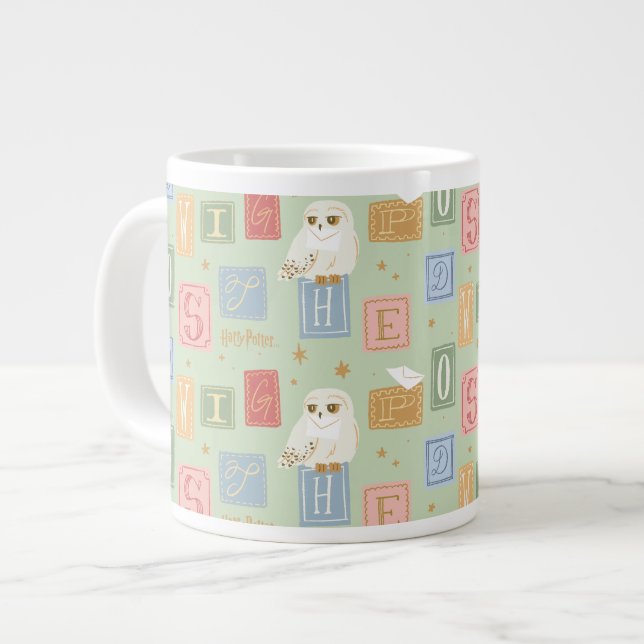 Caneca De Café Grande Hedwig Post Letter Block Pattern (Frente Esquerda)