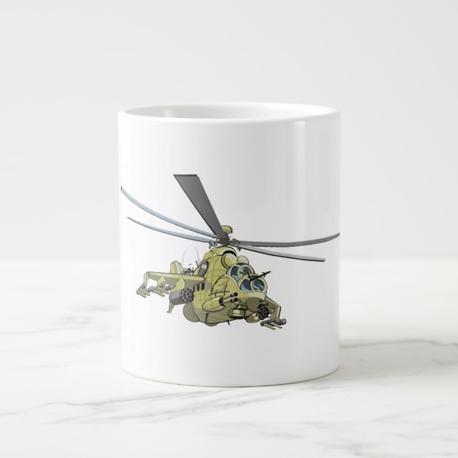 Caneca De Café Grande Helicóptero de desenho "Hind" (Frente)