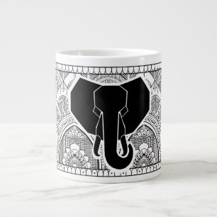 Caneca De Café Grande Henna Elephant