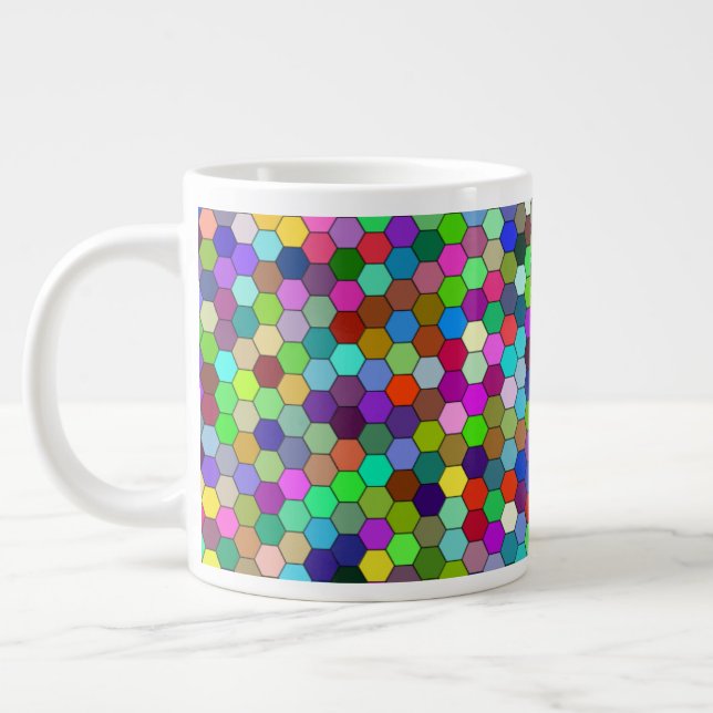 Caneca De Café Grande Hexágonos Horizontais 20oz Mug (Esquerda)
