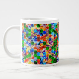 Caneca De Café Grande Hexágonos Horizontais De 20oz Mug