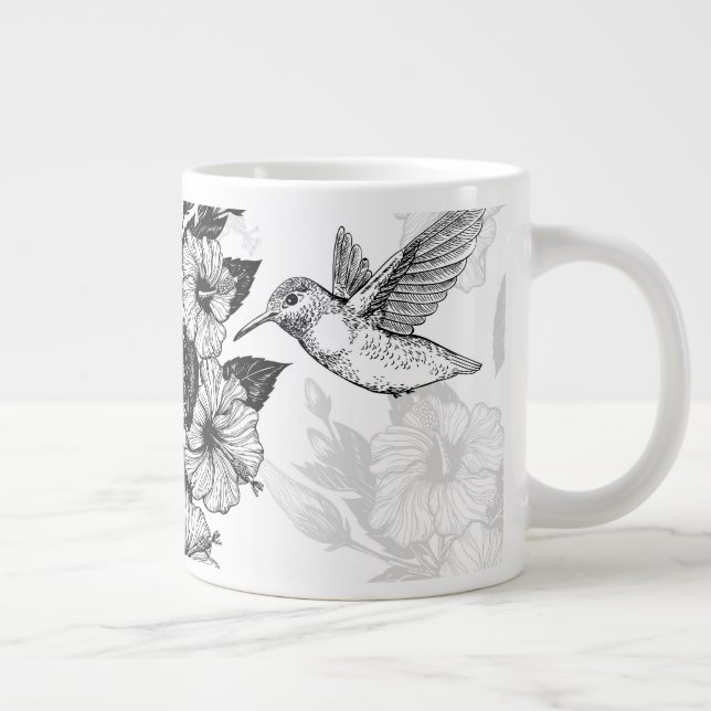 Caneca De Café Grande Hibiscus e beija-flor (Direita)
