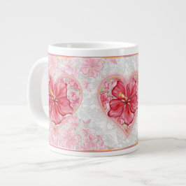 Caneca De Café Grande Hibiscus e rendas RED