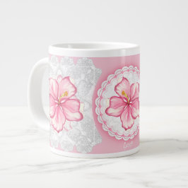 Caneca De Café Grande Hibiscus & Lace PINK
