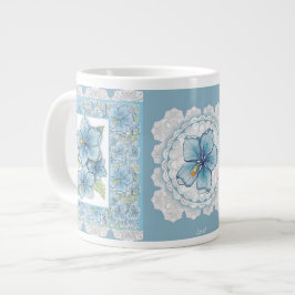 Caneca De Café Grande Hibiscus & lace TURQUOISE