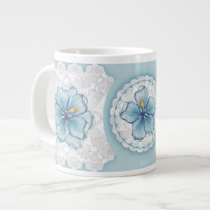 Caneca De Café Grande Hibiscus & lace TURQUOISE