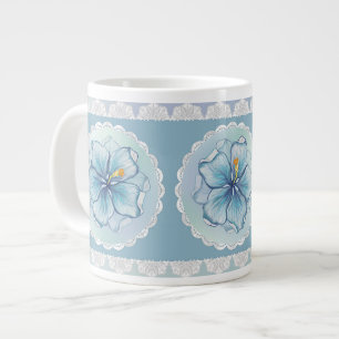 Caneca De Café Grande Hibiscus & lace TURQUOISE