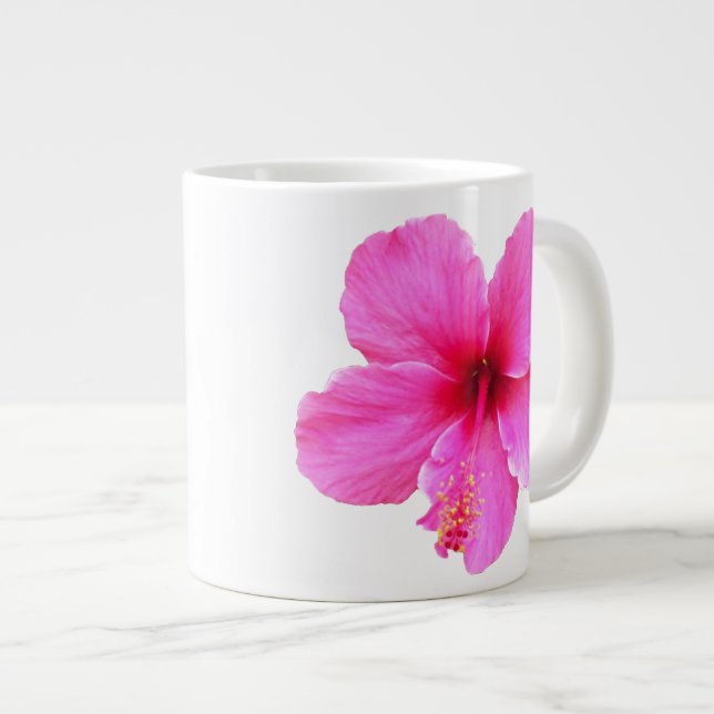 Caneca De Café Grande HIbiscus Rosa (Frente Esquerda)