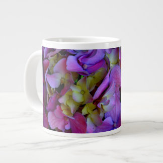 Caneca De Café Grande Hídrangas florais magenta cor-de-rosa-púrpura Eleg