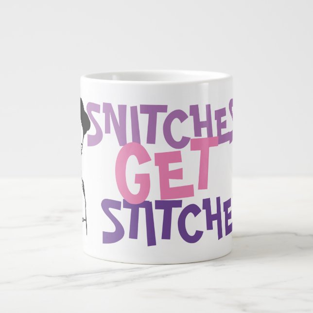 Caneca De Café Grande Hillarious Snitches Pegam Stitches Memória (Frente)