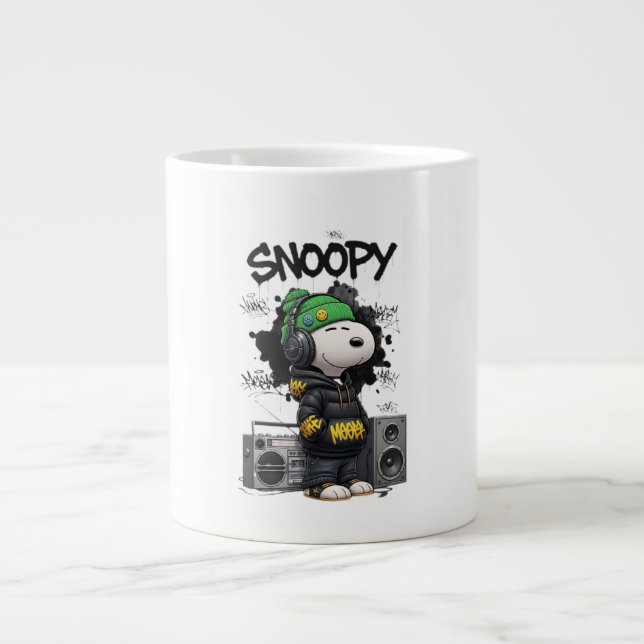 Caneca De Café Grande Hip-Hop Snoopy Urban Street Art Illustration (Frente)