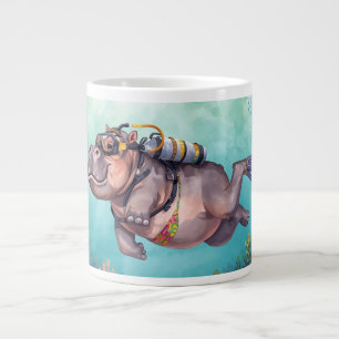 Caneca De Café Grande Hipopótamo de mergulho subaquático