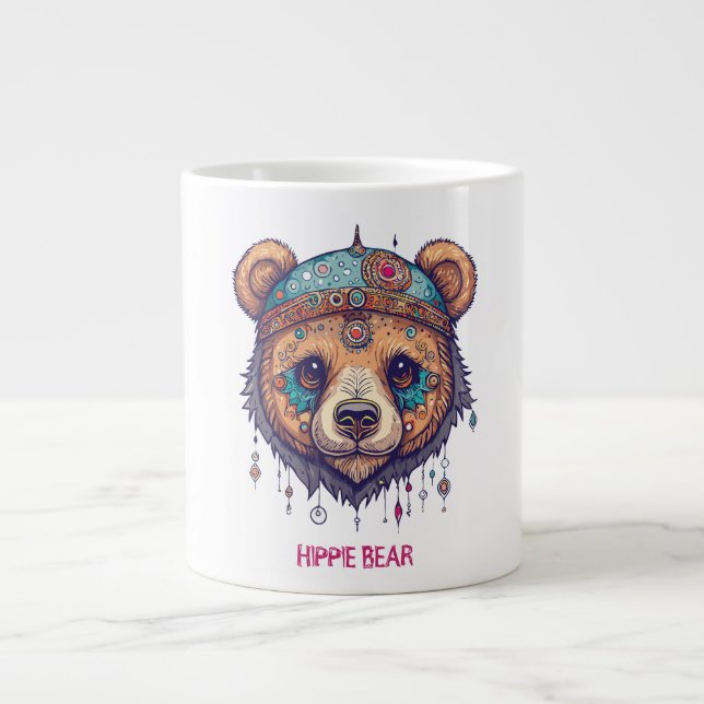 Caneca De Café Grande Hippie Bear I (Frente)