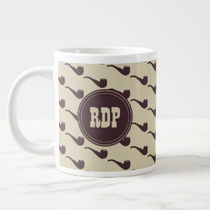 Caneca De Café Grande Hipster de Pipes Briares de Manly de Iniciais Pers