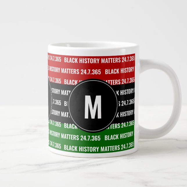 Caneca De Café Grande HISTÓRIA NEGRA COINCIDIÇÕES Monograma (Direita)