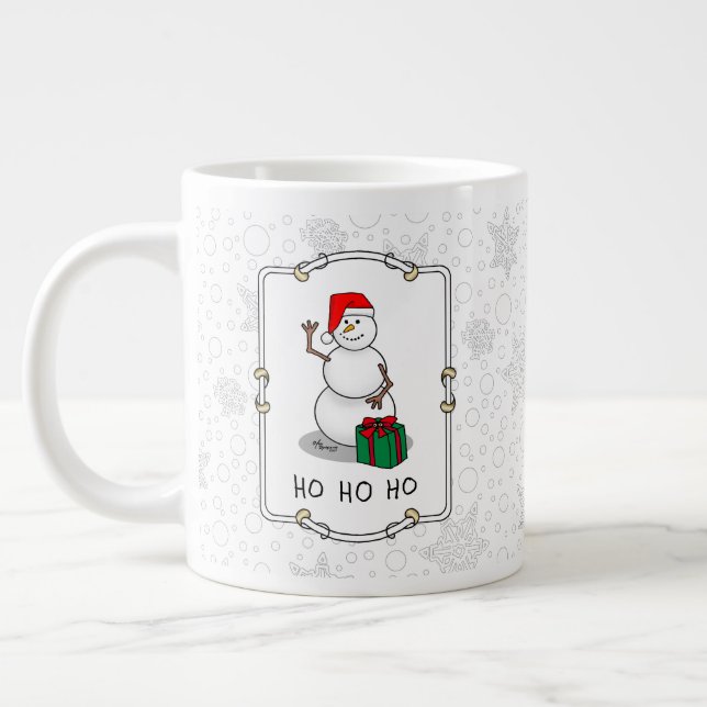 Caneca De Café Grande Ho Ho Feliz Papais noeis de Natal Bonito Snowman (Esquerda)