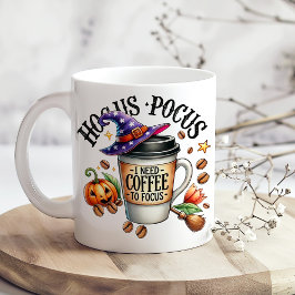 Caneca De Café Grande "Hocus Pocus Preciso de Café para Me Concentrar"