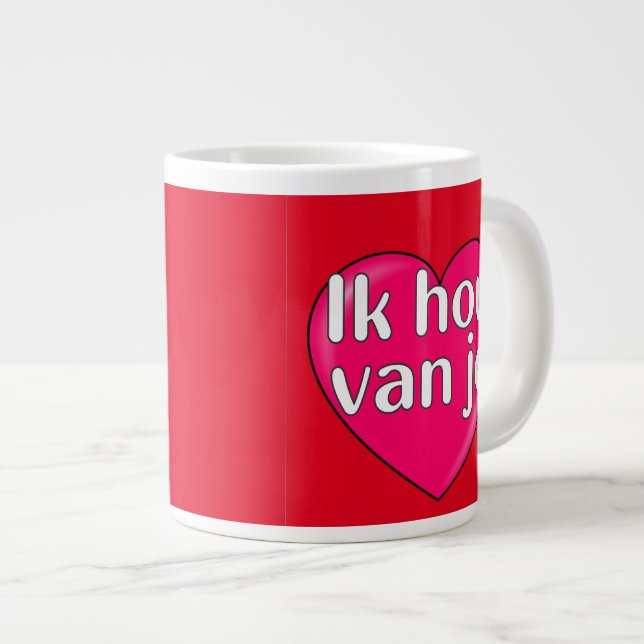 Caneca De Café Grande Holandês - Eu te amo (Frente Esquerda)