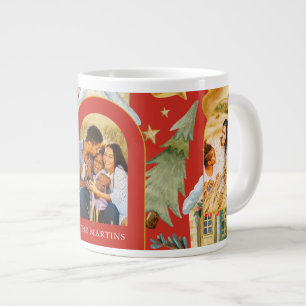 Caneca De Café Grande Holiday Casas Três Fotos Vermelho Natal