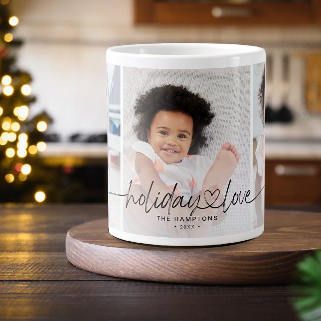 Caneca De Café Grande Holiday Love 3 Fotografias (Holiday Love 3 Photos Giant Coffee Mug)