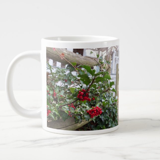 Caneca De Café Grande Holly Berries e Cerca - Martha's Vineyard (Esquerda)