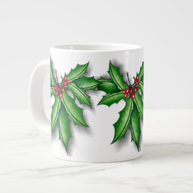 Caneca De Café Grande Holly e Berries Mug 20 oz JUMBO (Frente Esquerda)