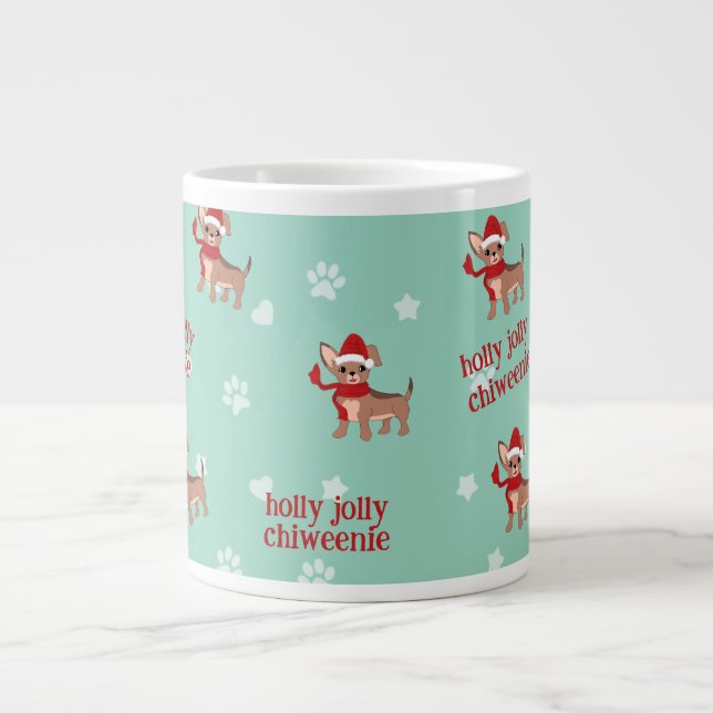 Caneca De Café Grande holly jolly Chiweenie (Frente)