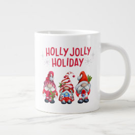 Caneca De Café Grande Holly Jolly Holiday Gnomos Whimsical Christmas