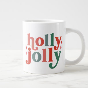 Caneca De Café Grande Holly Jolly - Tipografia de Feriados Retroativos