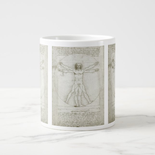 Caneca De Café Grande Homem Vitruviano de Leonardo da Vinci (Frente)