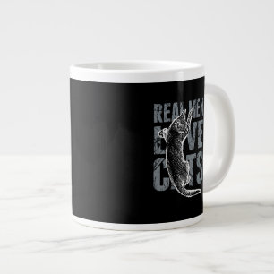 Caneca De Café Grande Homens Reais Adoram Gatos no Estilo Grunge em Pret
