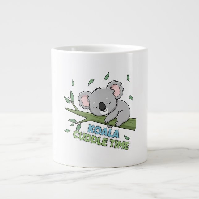 Caneca De Café Grande Horário de Koala Cuddle (Frente)