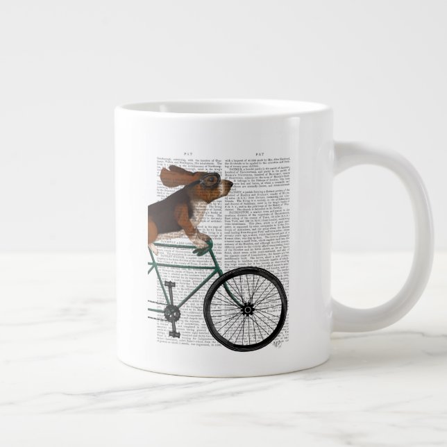 Caneca De Café Grande Hound Basset na Bicicleta (Direita)