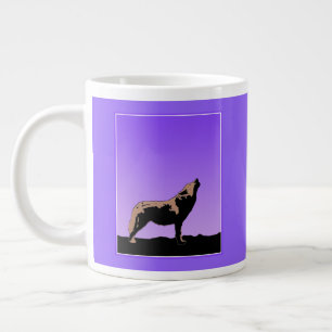 Caneca De Café Grande Howling Wolf at Sunset - Arte original sobre a vid