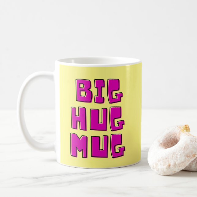 Caneca De Café Grande Hug Amarelo (Com Donut)