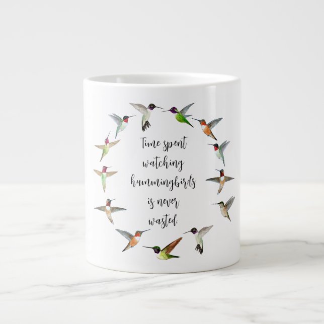 Caneca De Café Grande Hummingbird Wreath (Frente)