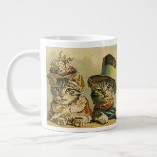 Caneca De Café Grande Humor Antigo, Noiva Vitoriana Gato noivo em Chapéu