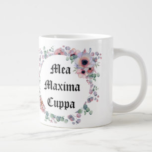 Caneca De Café Grande Humorous Católica Floral Mea Maxima Cuppa 20 oz.